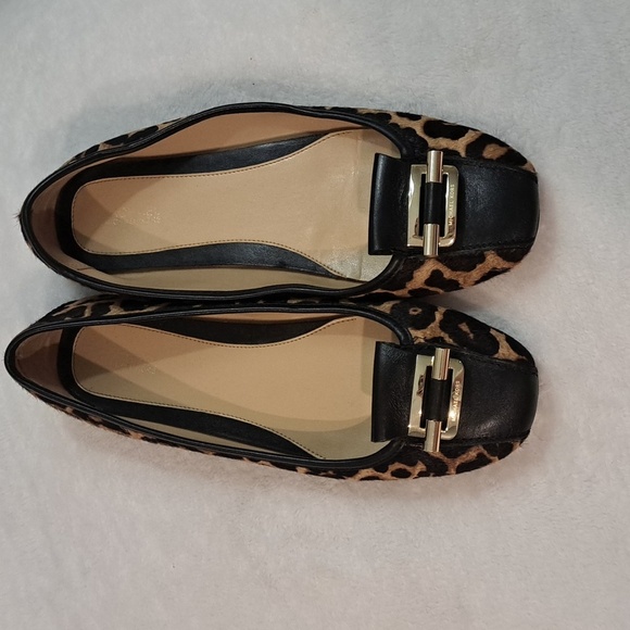Michael Kors Half Calf Animal Print Leather-Trimmed Leopard FlatsWomens Size 10M - Picture 3 of 9